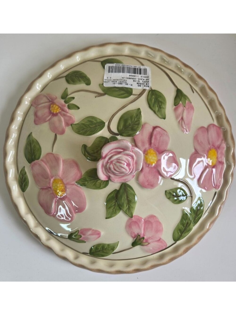 Vtg Franciscan Desert Rose Ceramic Pie Plate Lid 10.5" Floral Hand-Painted USA